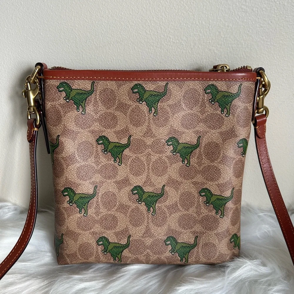 Coach Kitt Messenger Crossbody Bag In Signature Canvas With Rexy Print 🦖 - Picture 2 of 10